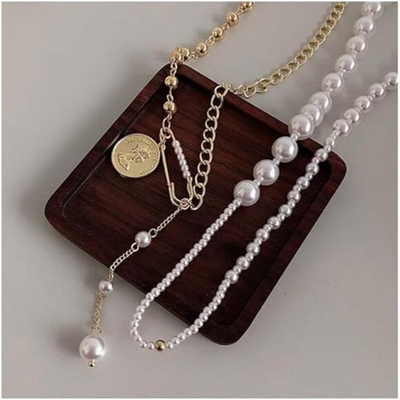 Small Gold Pearl Necklace Choker 3mm Handpicked Pearl 18K Gold Plated - Picture 7 of 8